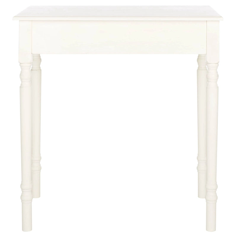 Traditional Single Drawer Desk with Turned Legs Distressed White Brown Black