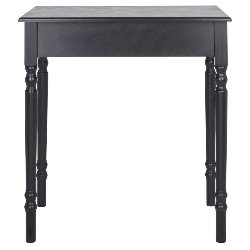 Traditional Single Drawer Desk with Turned Legs Distressed White Brown Black