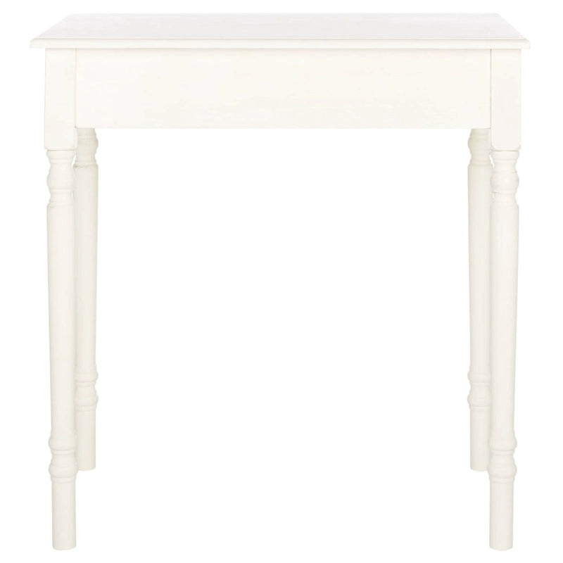 Traditional Single Drawer Desk with Turned Legs Distressed White Brown Black