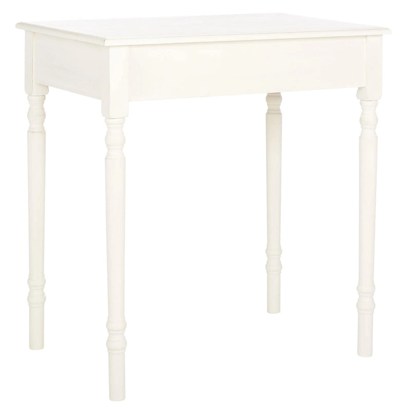 Traditional Single Drawer Desk with Turned Legs Distressed White Brown Black