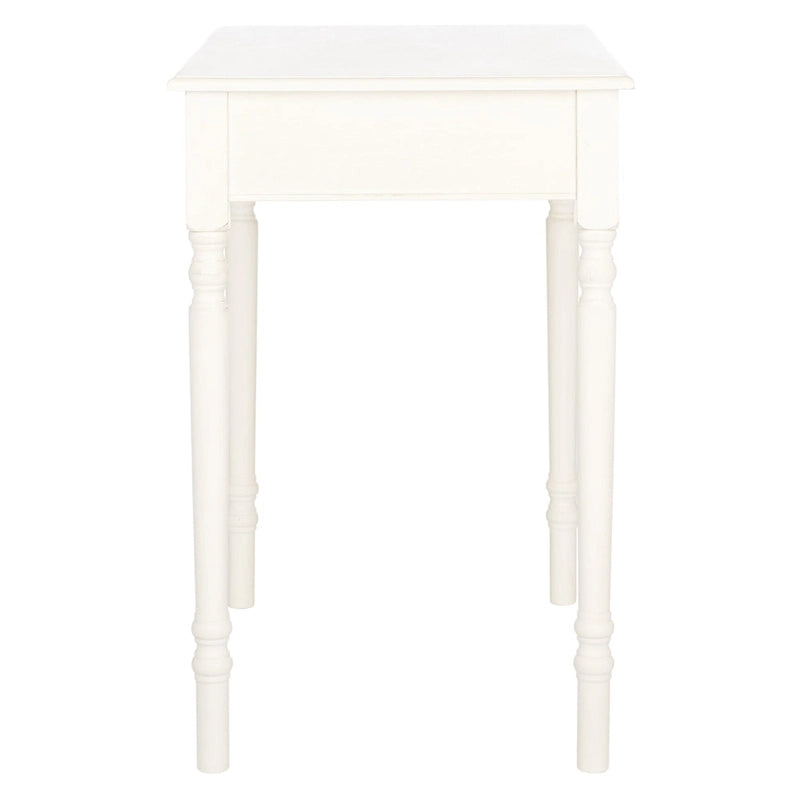 Traditional Single Drawer Desk with Turned Legs Distressed White Brown Black