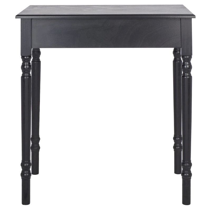 Traditional Single Drawer Desk with Turned Legs Distressed White Brown Black