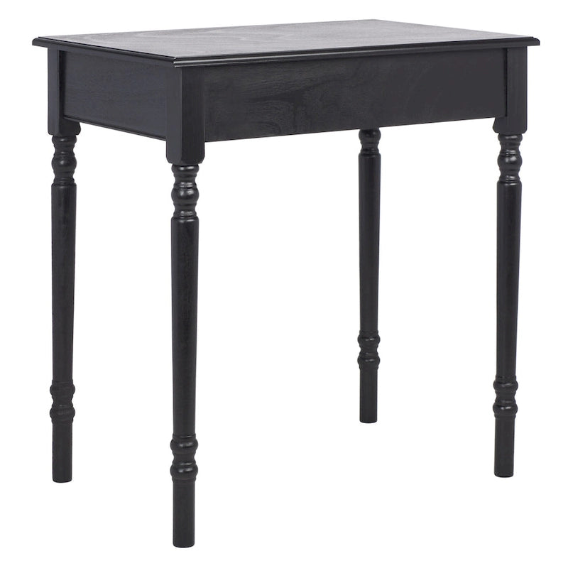 Traditional Single Drawer Desk with Turned Legs Distressed White Brown Black
