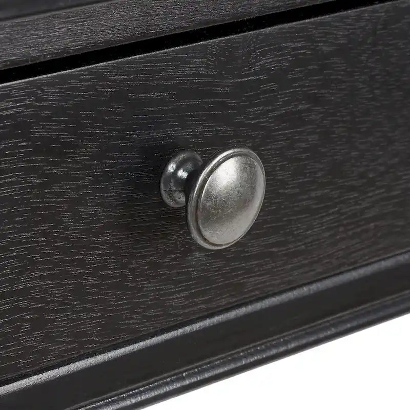 Traditional Single Drawer Desk with Turned Legs Distressed White Brown Black