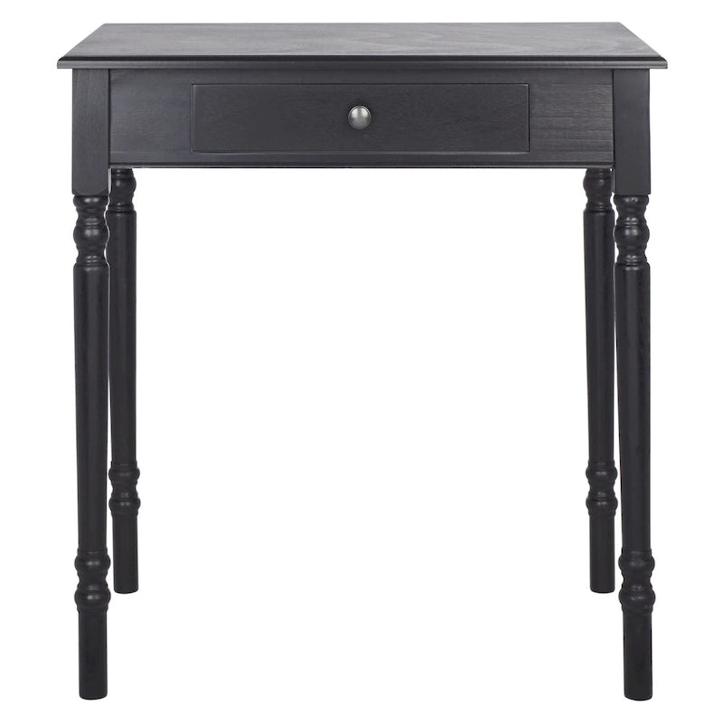 Traditional Single Drawer Desk with Turned Legs Distressed White Brown Black