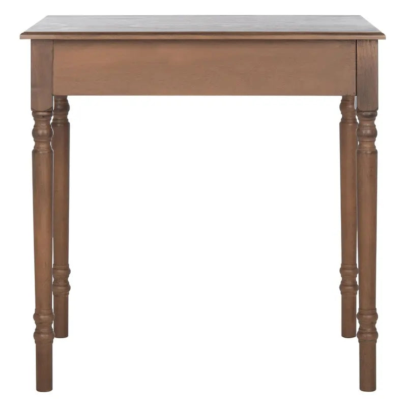 Traditional Single Drawer Desk with Turned Legs Distressed White Brown Black