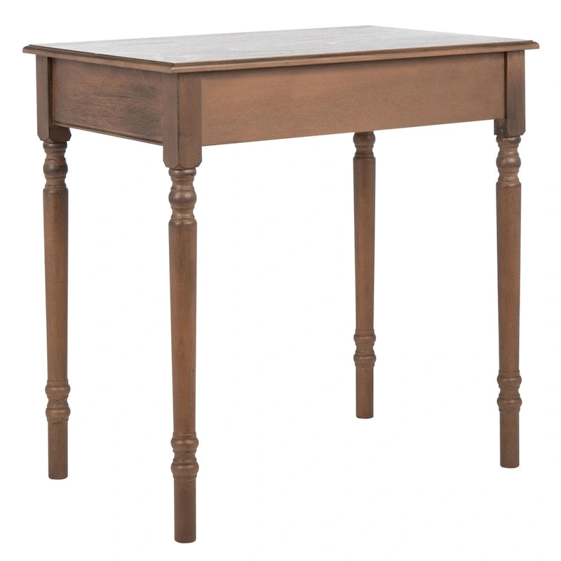 Traditional Single Drawer Desk with Turned Legs Distressed White Brown Black