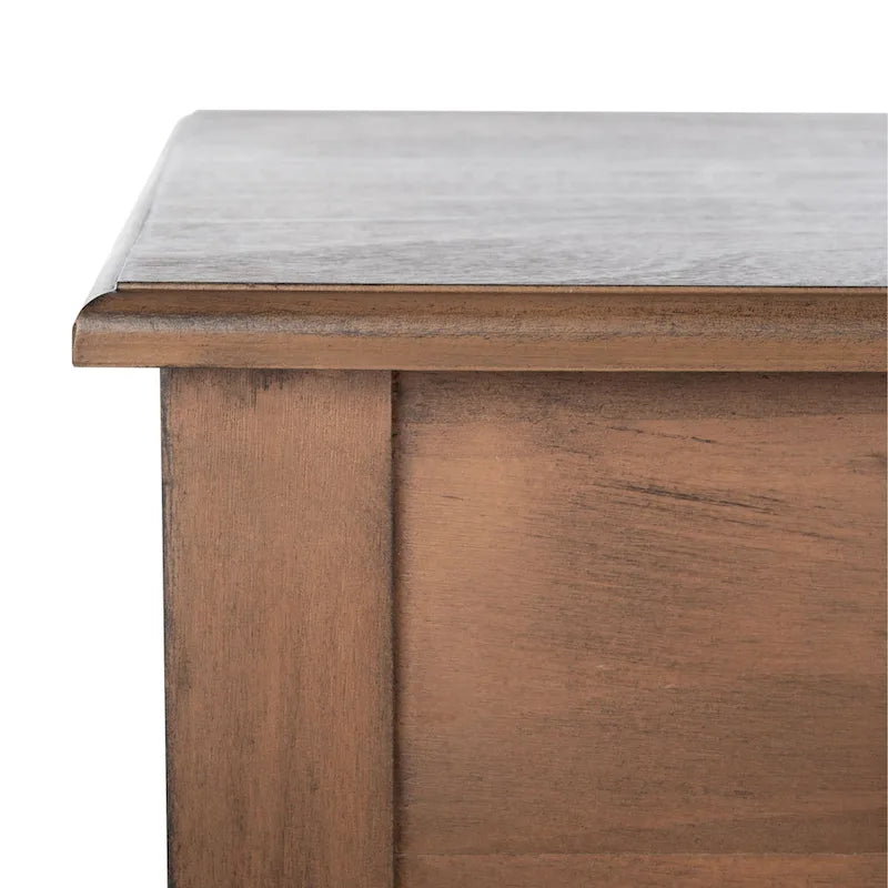 Traditional Single Drawer Desk with Turned Legs Distressed White Brown Black