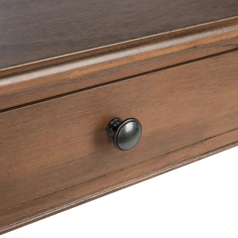 Traditional Single Drawer Desk with Turned Legs Distressed White Brown Black