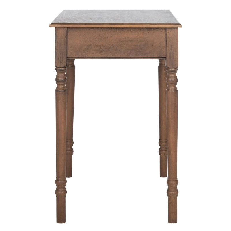 Traditional Single Drawer Desk with Turned Legs Distressed White Brown Black