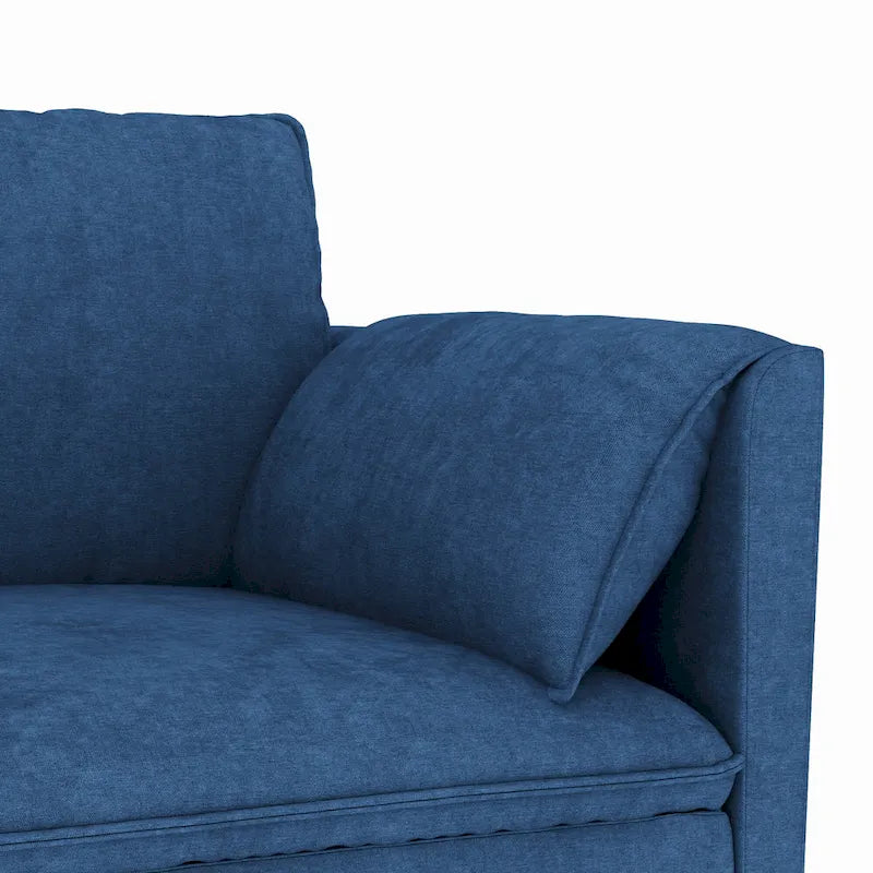 U-Shaped Fabric Sofa with Armrest Pocket Storage, Gray Upholstery