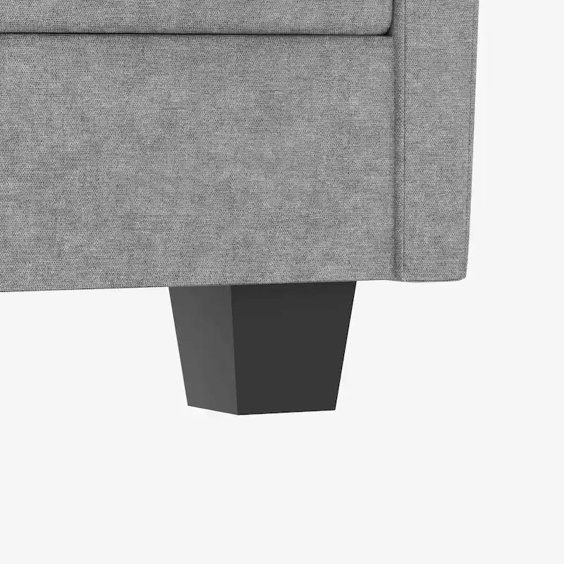 U-Shaped Fabric Sofa with Armrest Pocket Storage, Gray Upholstery