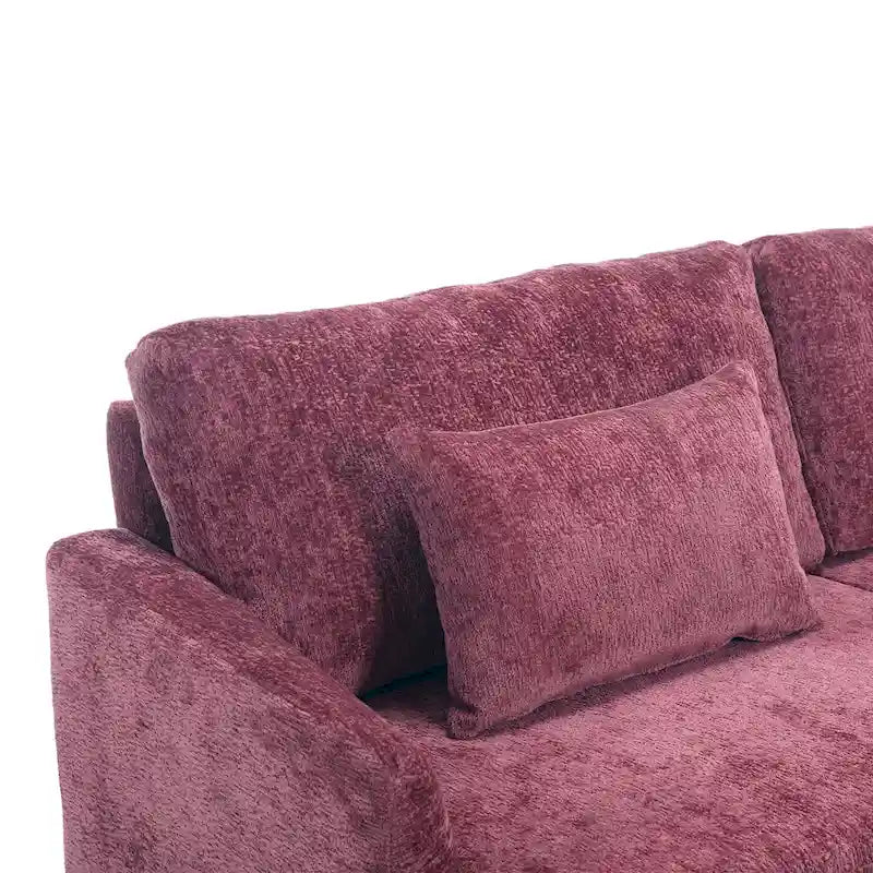 Chenille Upholstered 2-Seat Sofa with Wooden Legs and Removable Cushions