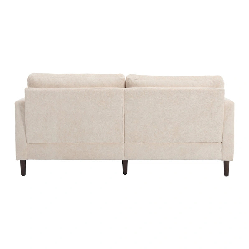 Chenille Upholstered 2-Seat Sofa with Wooden Legs and Removable Cushions