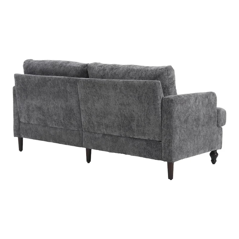 Chenille Upholstered 2-Seat Sofa with Wooden Legs and Removable Cushions