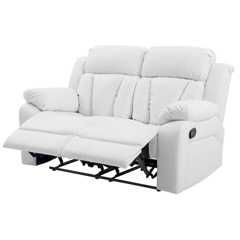 Faux Leather Reclining Loveseat Padded Arms Channel Tufted Contemporary Style