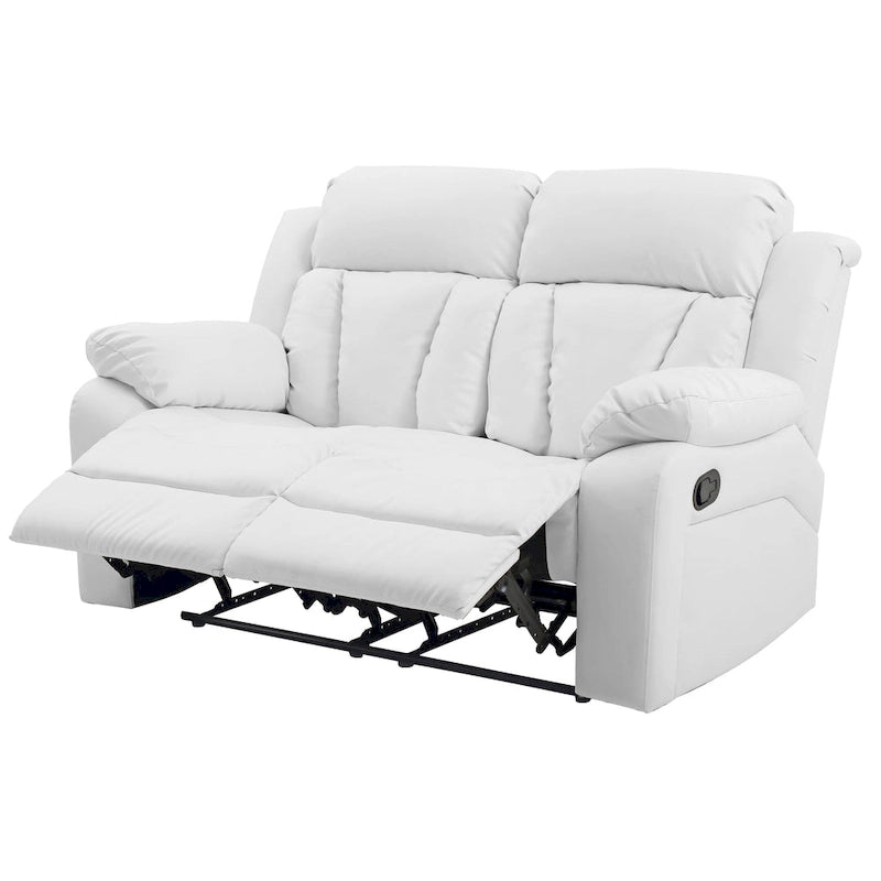 Faux Leather Reclining Loveseat Padded Arms Channel Tufted Contemporary Style