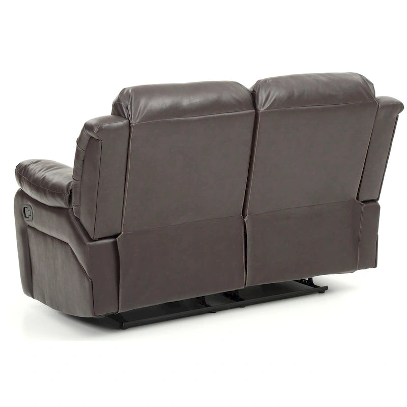 Faux Leather Reclining Loveseat Padded Arms Channel Tufted Contemporary Style