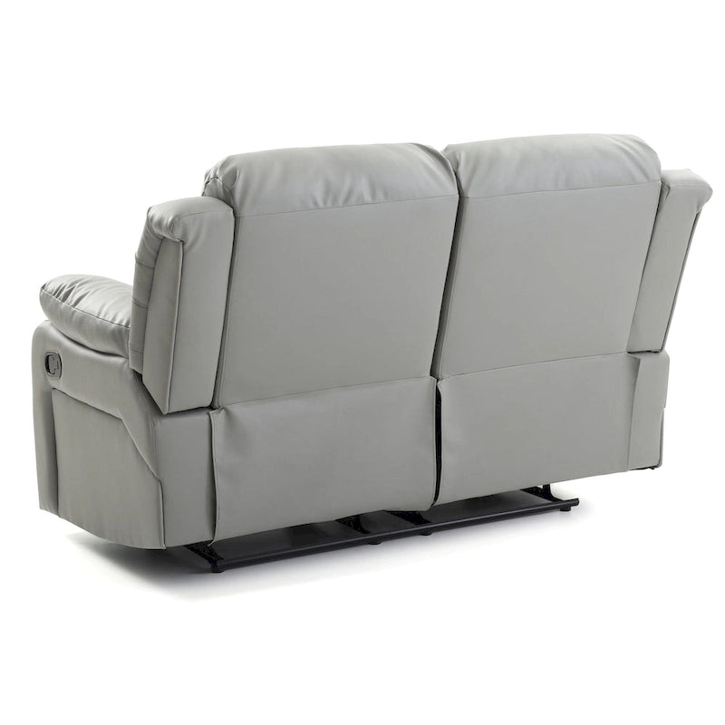 Faux Leather Reclining Loveseat Padded Arms Channel Tufted Contemporary Style