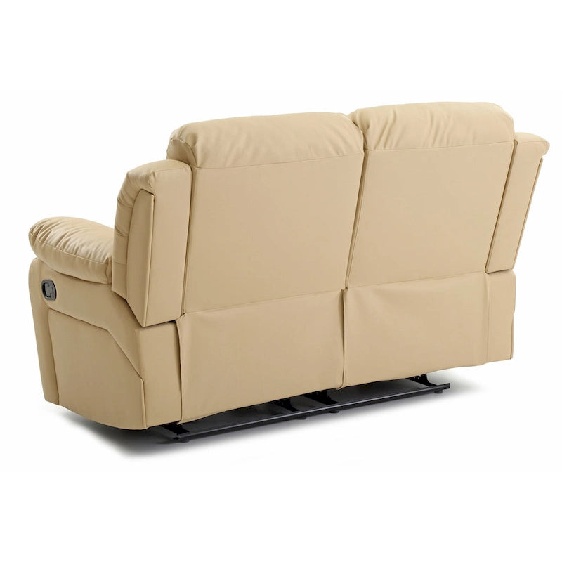 Faux Leather Reclining Loveseat Padded Arms Channel Tufted Contemporary Style