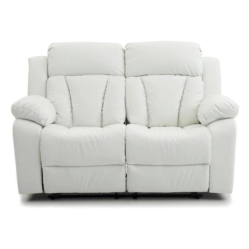 Faux Leather Reclining Loveseat Padded Arms Channel Tufted Contemporary Style