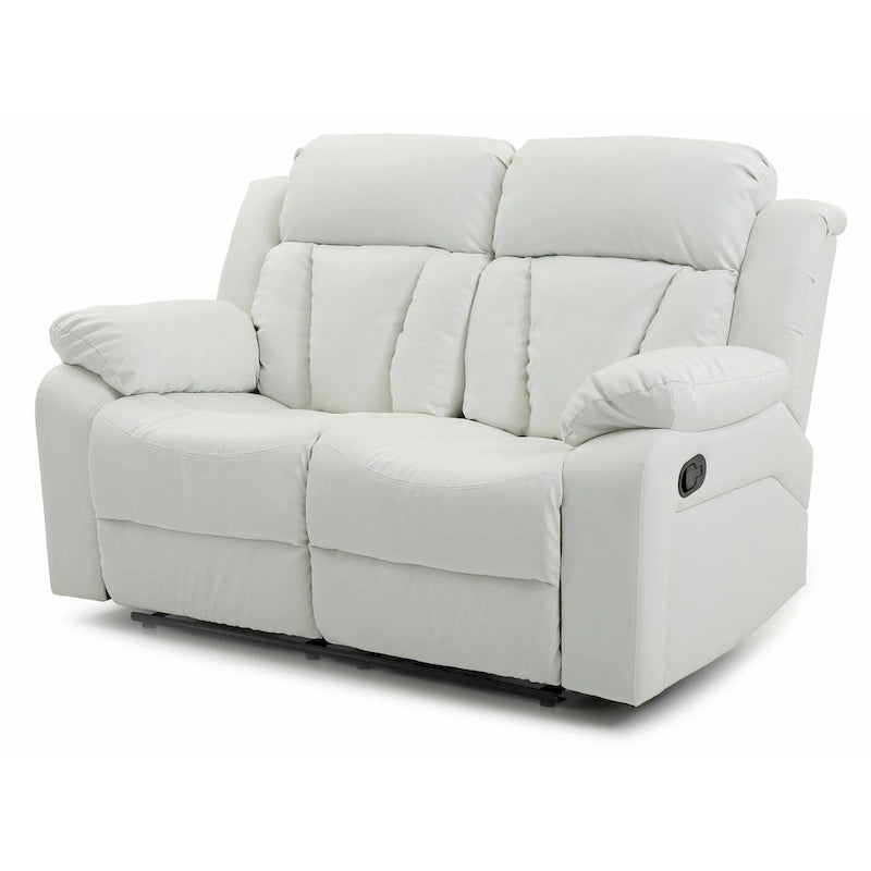 Faux Leather Reclining Loveseat Padded Arms Channel Tufted Contemporary Style