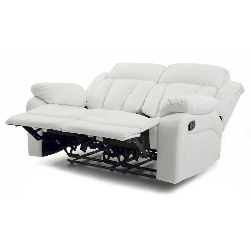 Faux Leather Reclining Loveseat Padded Arms Channel Tufted Contemporary Style
