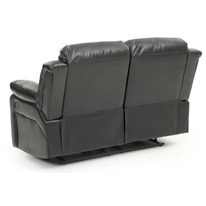 Faux Leather Reclining Loveseat Padded Arms Channel Tufted Contemporary Style