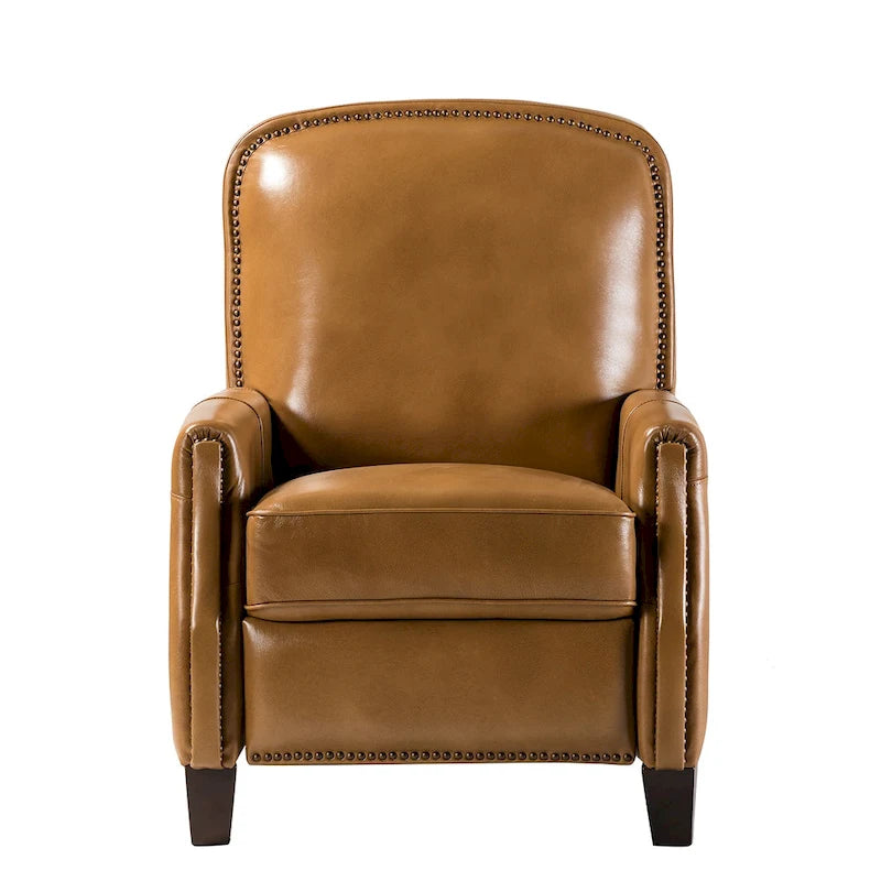 Genuine Leather Pushback Recliner Chair with Nailhead Trim Multi-Color