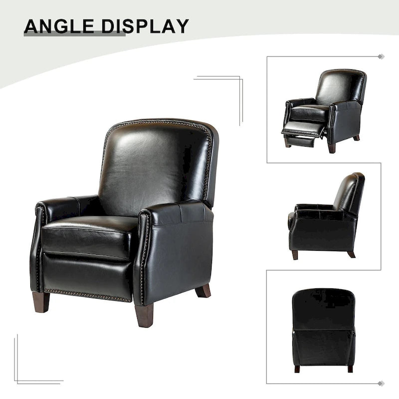 Genuine Leather Pushback Recliner Chair with Nailhead Trim Multi-Color