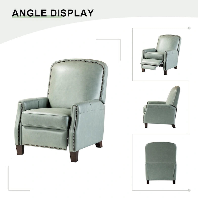 Genuine Leather Pushback Recliner Chair with Nailhead Trim Multi-Color