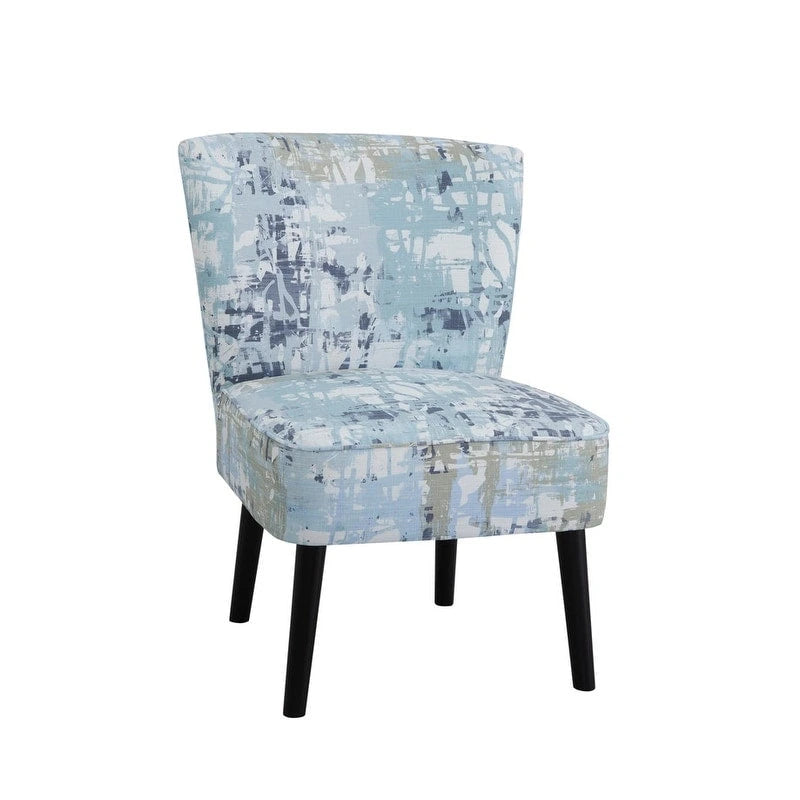 Armless Accent Side Chair with Patterned Upholstery and Espresso Legs