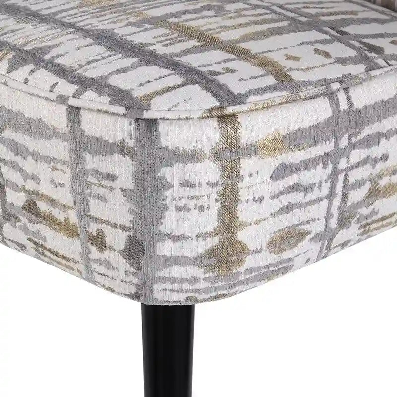 Armless Accent Side Chair with Patterned Upholstery and Espresso Legs