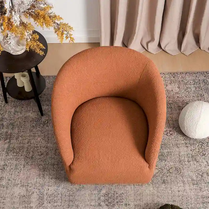 Boucle Upholstered Swivel Barrel Accent Armchair Multi-Color Options