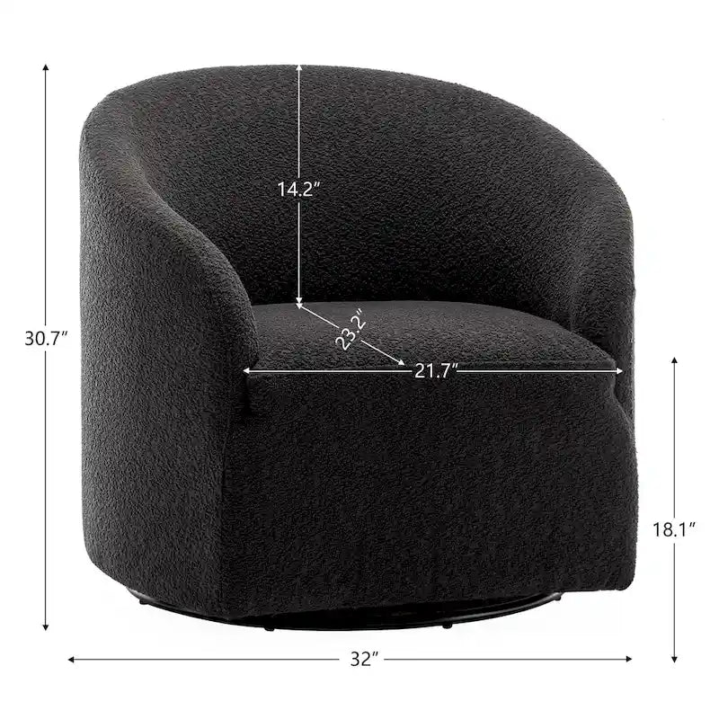 Boucle Upholstered Swivel Barrel Accent Armchair Multi-Color Options