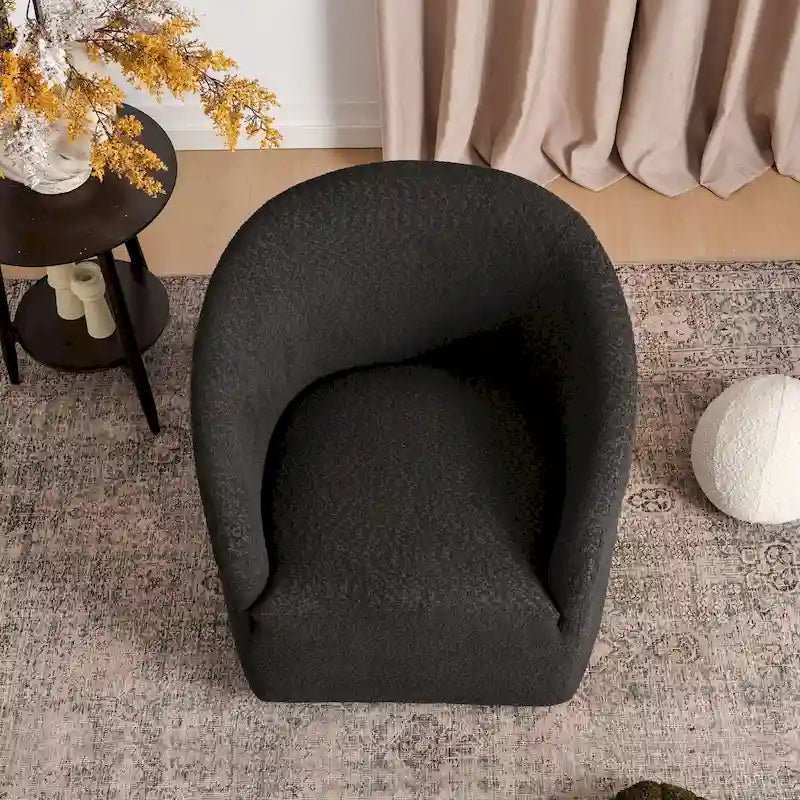 Boucle Upholstered Swivel Barrel Accent Armchair Multi-Color Options