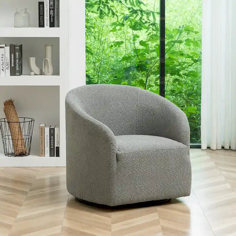 Boucle Upholstered Swivel Barrel Accent Armchair Multi-Color Options