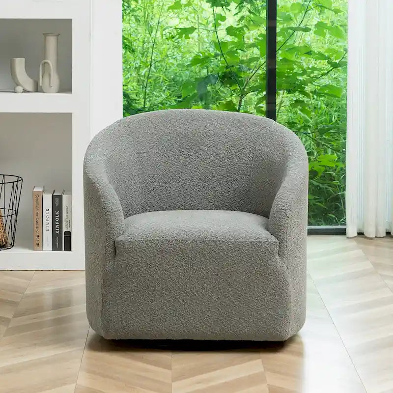 Boucle Upholstered Swivel Barrel Accent Armchair Multi-Color Options