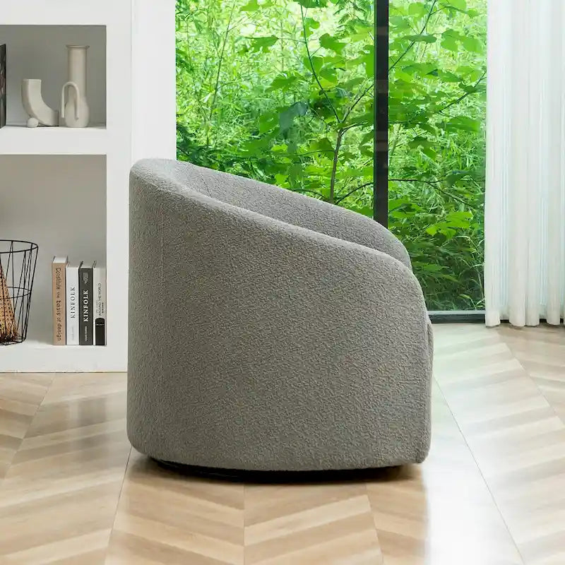 Boucle Upholstered Swivel Barrel Accent Armchair Multi-Color Options