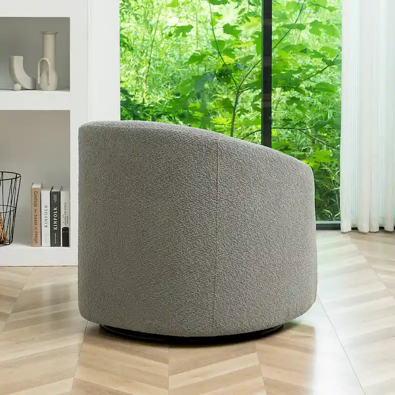 Boucle Upholstered Swivel Barrel Accent Armchair Multi-Color Options