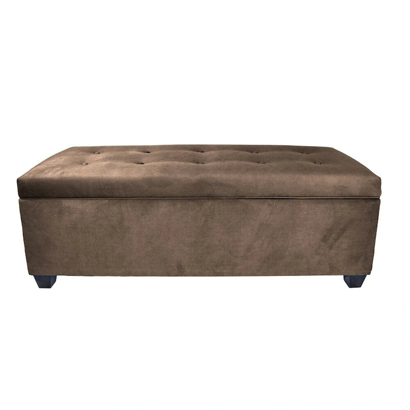 Fabric Upholstered Lift Top Storage Bench with Shoe Organizer and Button Tufting