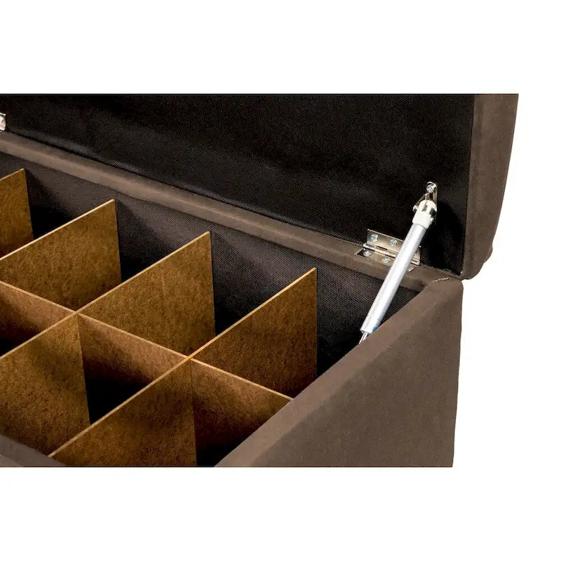 Fabric Upholstered Lift Top Storage Bench with Shoe Organizer and Button Tufting