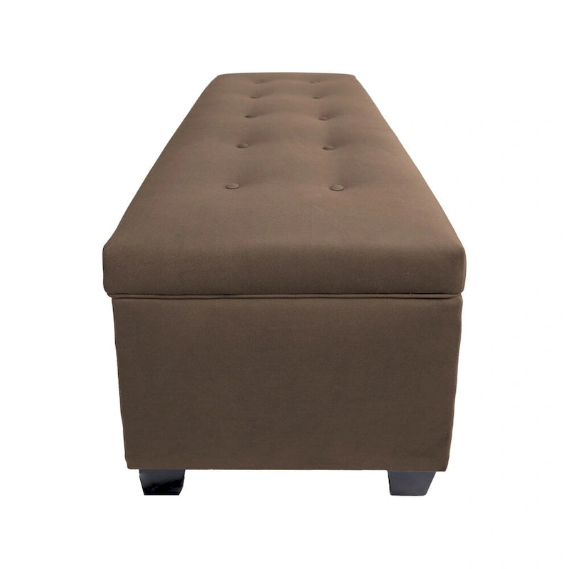 Fabric Upholstered Lift Top Storage Bench with Shoe Organizer and Button Tufting