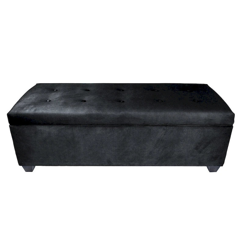 Fabric Upholstered Lift Top Storage Bench with Shoe Organizer and Button Tufting