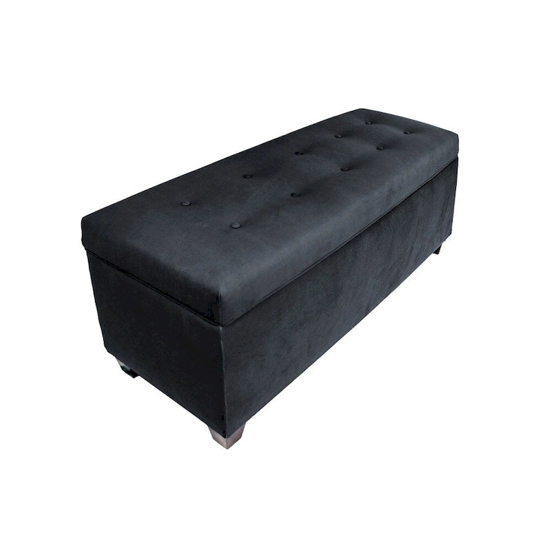 Fabric Upholstered Lift Top Storage Bench with Shoe Organizer and Button Tufting