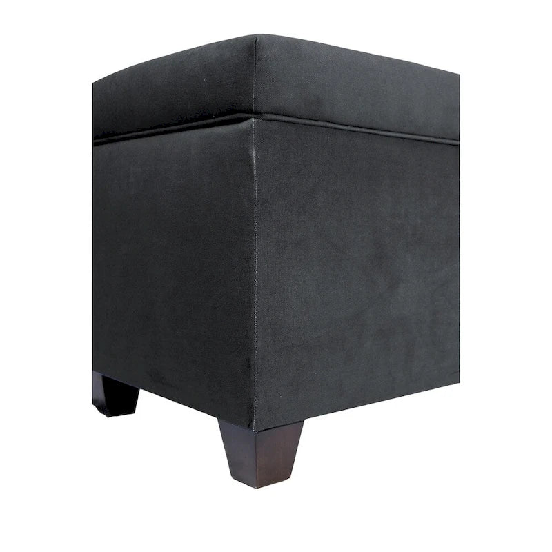 Fabric Upholstered Lift Top Storage Bench with Shoe Organizer and Button Tufting