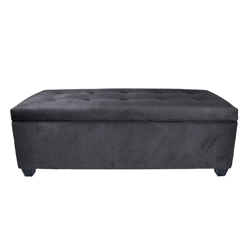 Fabric Upholstered Lift Top Storage Bench with Shoe Organizer and Button Tufting