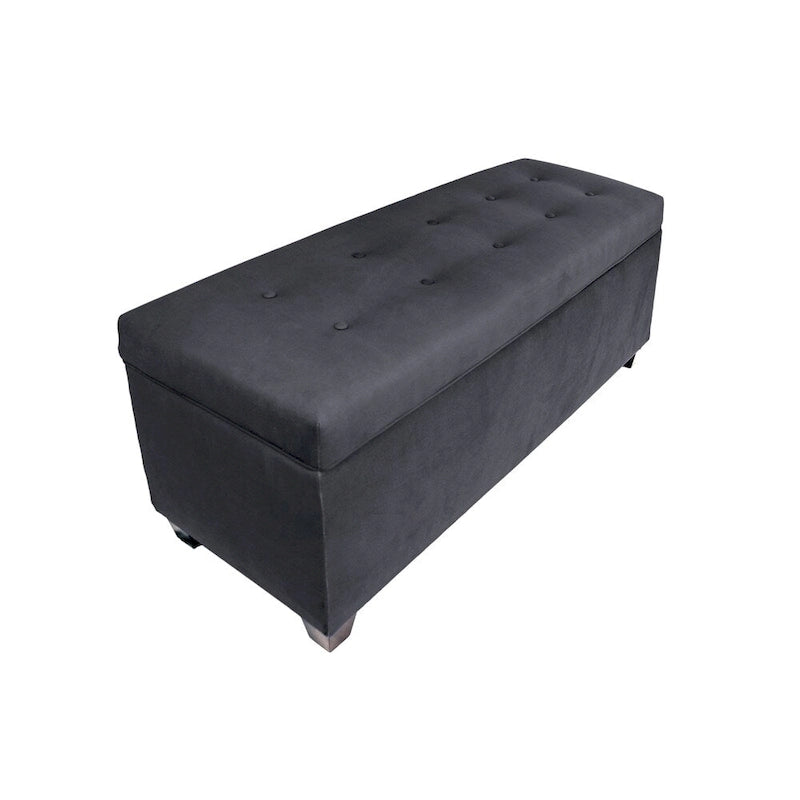 Fabric Upholstered Lift Top Storage Bench with Shoe Organizer and Button Tufting