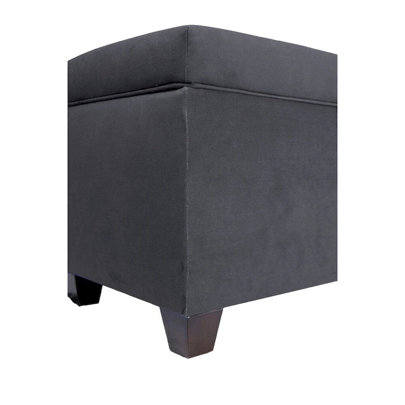 Fabric Upholstered Lift Top Storage Bench with Shoe Organizer and Button Tufting