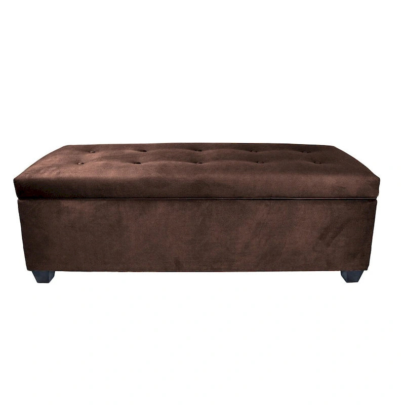Fabric Upholstered Lift Top Storage Bench with Shoe Organizer and Button Tufting